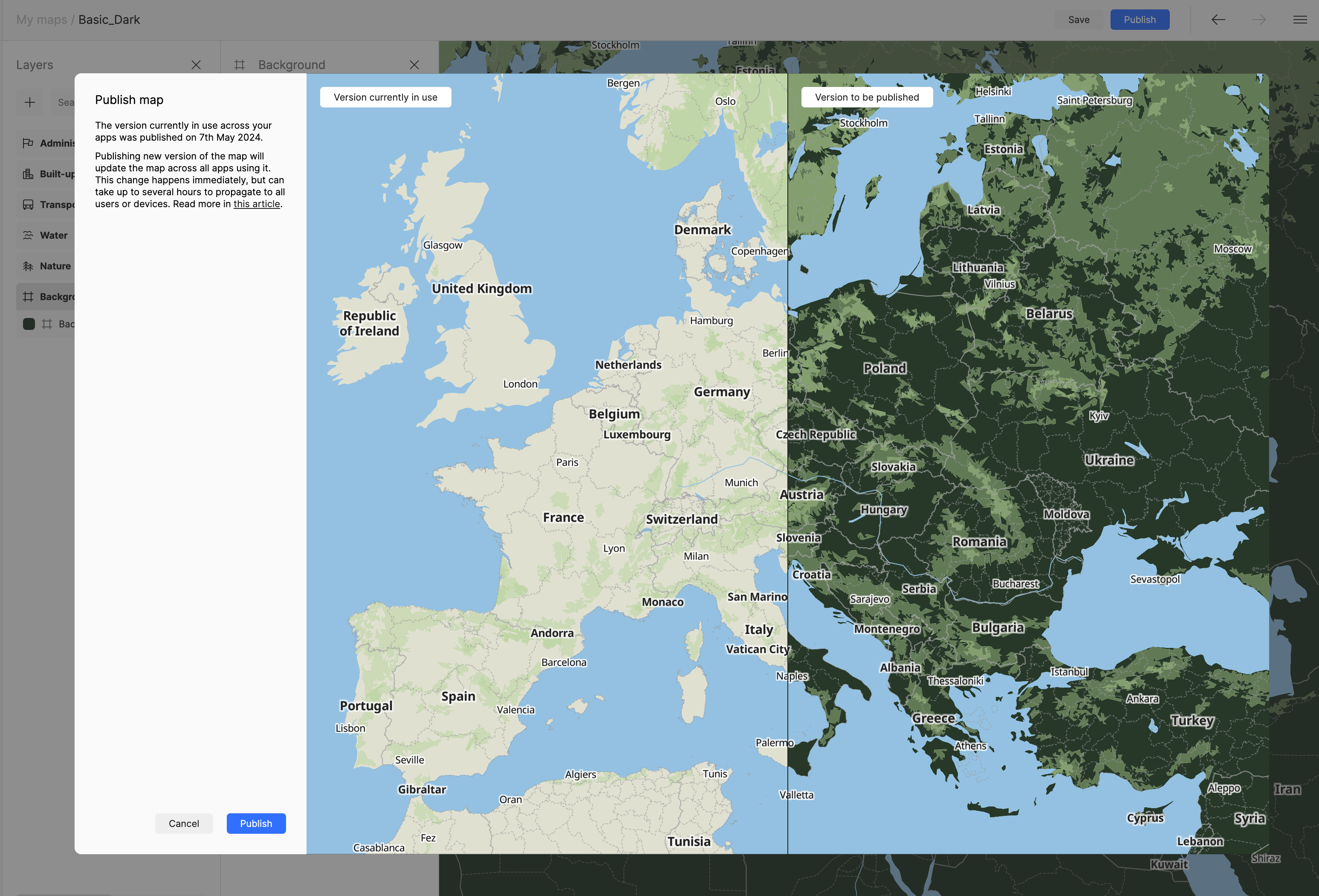 Maptiler Publication Settings