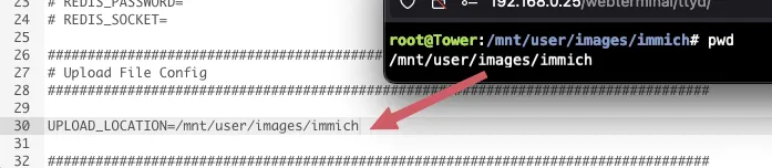 Absolute location of where you want immich images stored