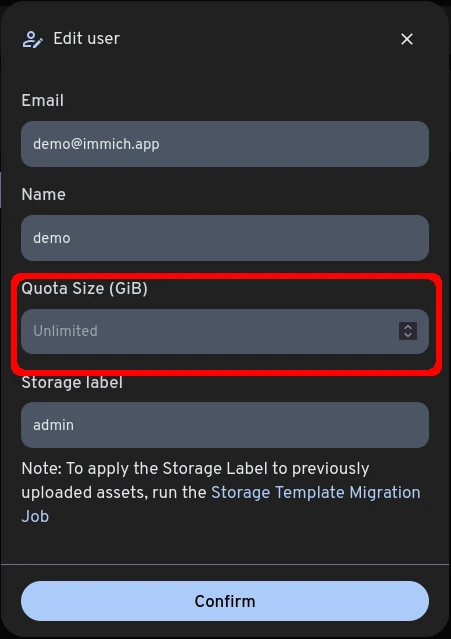 Set Quota Size